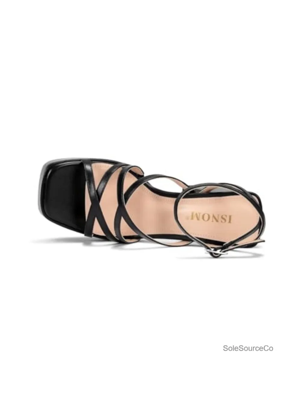 Black Platform Chunky Heels for Women, Block Heel Sandals with Open Square Toe